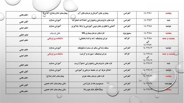 لیست برنامه های آذرماه